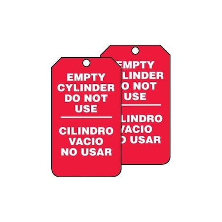 Accuform Bilingual Spanish Safety Tags, CYLINDER STATUS EMPTY CYLINDER DO NOT USE, 5.75in x 3.25in, 25PK SBMGT202PTP